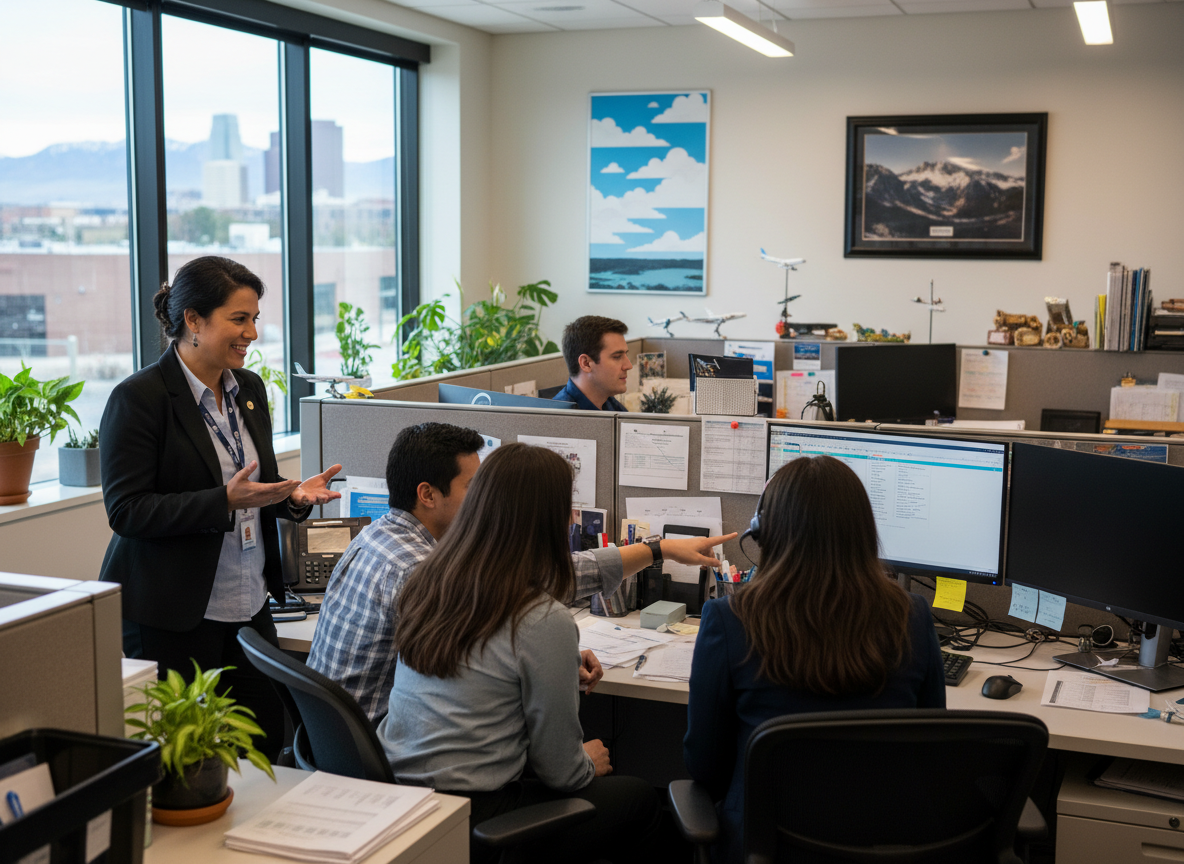 The Flight Rebooking Desk team at work in Denver